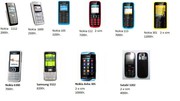 Nokia 1112,  Nokia112. Nokia101,   Nokia 301,  Samsung 3322,  Samsung1202